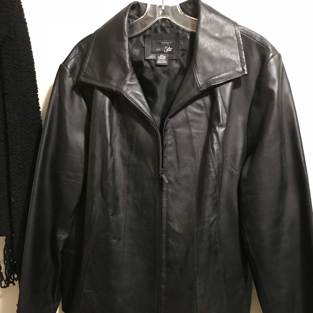 East 5th black leather coat